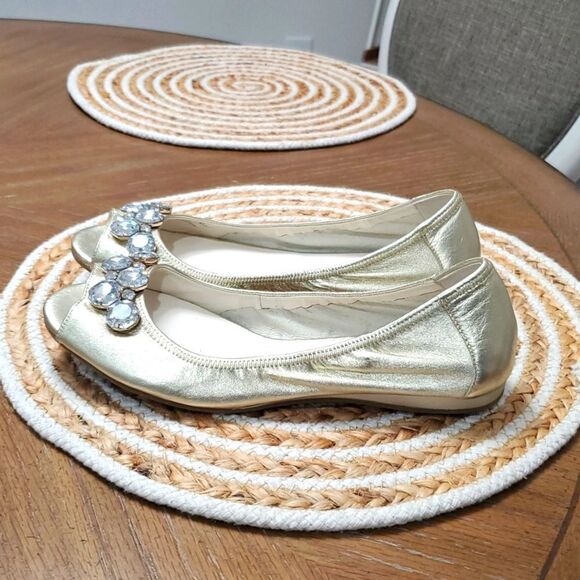 Cole Haan Air Tali Jewel Embellished Leather Open Toe Ballet Flats Size 8.5B - Picture 5 of 12